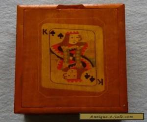 Item Vintage Wooden Treen Inlayed Playing Card Box for Sale