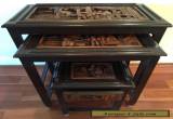 A Set Of Three Antique Chinese Carved Wood Table. for Sale