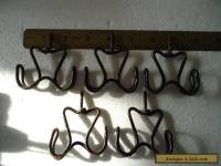 5 Matching Antique Vtg Twisted Wire Screw-In Hat & Coat Hooks c1920s