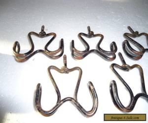 Item 5 Matching Antique Vtg Twisted Wire Screw-In Hat & Coat Hooks c1920s for Sale