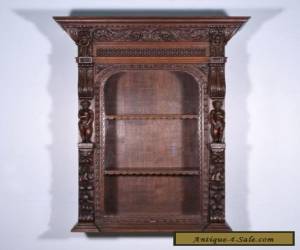 Item Antique French Renaissance Revival Display Wall Cabinet in Oak for Sale