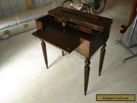 Antique Mahogany Wood Secretary Lady's Writing Desk Flip-Top Table Neoclassical