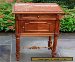 Item Antique French Henri II Walnut Marble Top Side Cabinet Nightstand End Table for Sale