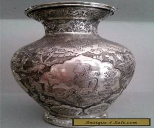 Item BEAUTIFUL ANTIQUE PERSIAN ESFAHAN SOLID SILVER FIGURAL VASE  for Sale