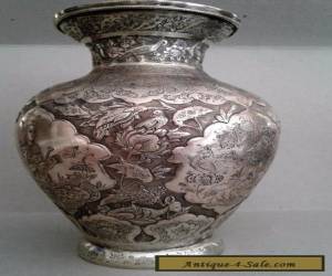 Item BEAUTIFUL ANTIQUE PERSIAN ESFAHAN SOLID SILVER FIGURAL VASE  for Sale