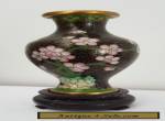 Cloisonne Vase on Wooden Stand for Sale