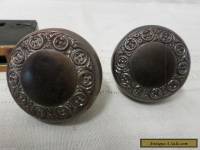 VINTAGE ANTIQUE DOOR KNOB SET METAL ORNATE VICTORIAN WITH LOCK SET            