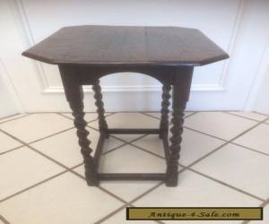 Item ANTIQUE VINTAGE ENGLISH JACOBEAN STYLE OAK BARLEY TWIST SMALL TEA WINE END TABLE for Sale