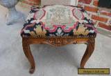 Antique FRENCH Carved Walnut Louis XV  Stool Bench Footstool Aubusson Tapestry for Sale