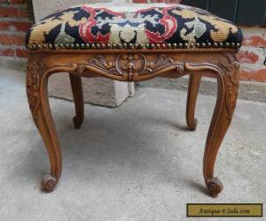 Item Antique FRENCH Carved Walnut Louis XV  Stool Bench Footstool Aubusson Tapestry for Sale