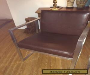 Item Pair Mid Century Modern Brown Leather Lounge Chairs - Milo Baughman Era for Sale