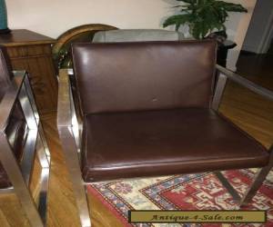 Item Pair Mid Century Modern Brown Leather Lounge Chairs - Milo Baughman Era for Sale