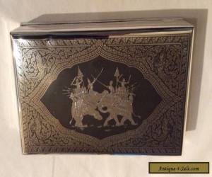 Item Antique Rare Thai Sterling Silver Nielloware Jewelry box w/Presentation Box for Sale