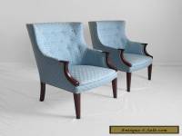 2 antique 1940s mahogany petite ladies wing chairs regency art deco mid century