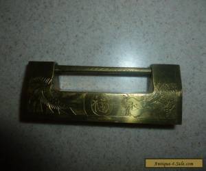 Vintage Antique Chinese Brass Puzzle Lock Signed Dragons for Sale