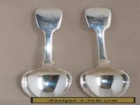 Antique Pair of Crested Sterling Silver Fiddleback Teaspoons London 1838 & 1841 