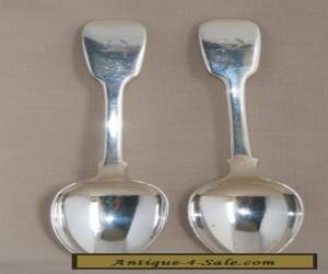 Antique Pair of Crested Sterling Silver Fiddleback Teaspoons London 1838 & 1841  for Sale