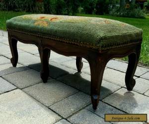 Item Antique  French Louis XV style 6 leg carved needlepoint footstool ottoman  for Sale