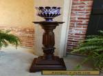 Antique French Carved Oak Pedestal Plant Stand Renaissance Bronze Display Table for Sale