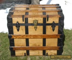 Item Antique Victorian Steamer Trunk Wood Oak Slats Chest Coffee Table Tray Furniture for Sale