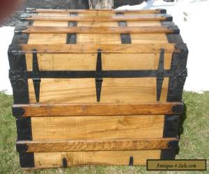 Item Antique Victorian Steamer Trunk Wood Oak Slats Chest Coffee Table Tray Furniture for Sale