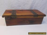 Vintage Small Cedar Box with Metal Hinge Straps