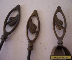 Item VINTAGE 3 X PIECE BRASS FIRE SET. for Sale