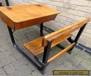 Item Vintage / antique wooden Child's School Desk. Integrated chair design.  for Sale