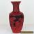 Vintage Chinese Carved Lacquer Floral Vase in Red & Black 10