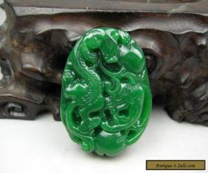 Antique Chinese Hand-carved aristocratic wearing Jadeite jade pendant Dragon b03 for Sale