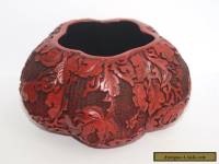 Antique Chinese Carved Cinnabar Gourd Bowl / Vase