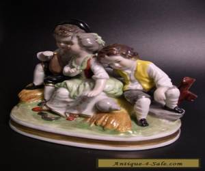 Item RARE VTG ROYAL MUNCHEN GERMANY "PEASANT CHILDREN" PORCELAIN SCULPTURE FIGURINE  for Sale