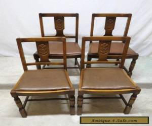 Item Antique Set 4 Art Deco Carved Golden Oak Dining Room Kitchen Pub Chairs Dinette for Sale