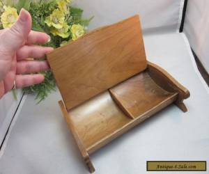 Item Vtg hand carved wood box with 2 compartments. for Sale