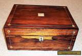 VICTORIAN ROSEWOOD VENEER SEWING/JEWELLERY BOX,M.O.P.PEWTER STRINGING,RED INT'R. for Sale