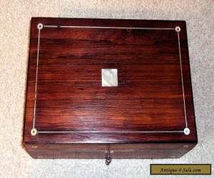 Item VICTORIAN ROSEWOOD VENEER SEWING/JEWELLERY BOX,M.O.P.PEWTER STRINGING,RED INT'R. for Sale