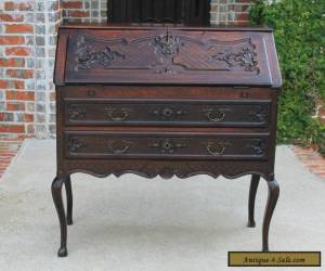 Item Antique French Louis XV Style DARK Oak Fall Front Writing Desk Bureau Secretary  for Sale