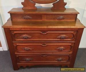 Item ANTIQUE VICTORIAN EASTLAKE WALNUT 5 DRAWER CHEST DRESSER CARVED MIRROR FRUIT  for Sale