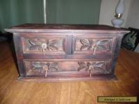 ANTIQUE WOOD BOX CARVED DESIGN WITH DRAWERS 