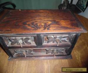 Item ANTIQUE WOOD BOX CARVED DESIGN WITH DRAWERS  for Sale