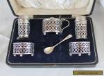 Antique silver condiments set. Salt, pepper, mustard etc. Boxed. for Sale