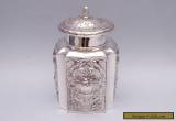 BEAUTIFUL SOLID SILVER REPOUSSE TEA CADDY for Sale