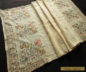 Item Antique OTTOMAN Turkish SILK EMBROIDERY TOWEL Yaglik METALLIC ACCENTS 19x50 for Sale