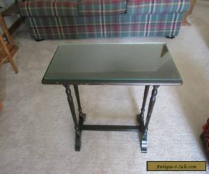 Vintage Knoxville Wood Side Table w Glass Top for Sale