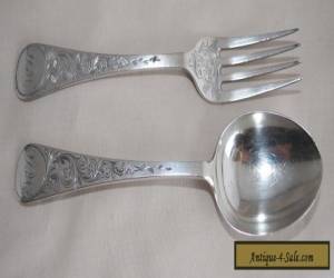 Item 63g - C19th Dessert Spoon & Fork - HILLIARD & THOMASON - Highly Engraved for Sale