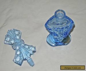 Item VINTAGE ICY BLUE CZECH CUT GLASS PERFUM BOTTLE for Sale