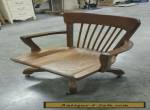 Antique/Vintage Oak Wood wooden rolling Slat tilt  Swivel Desk Office Arm Chair for Sale