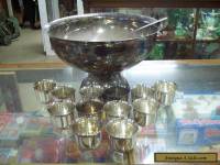 VINTAGE Sheridan Silver Plated Punch Bowl &  Ladle & 12 Cups