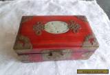 Wooden  box with brass decorations for Sale