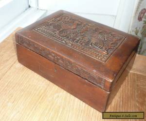 ANTIQUE / VINTAGE WOODEN TABLE / JEWELLERY BOX WITH CARVED BIRDS DETAIL.  for Sale